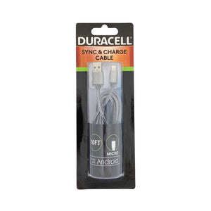 Duracell 10ft Sync & Charge Micro USB Charging Cord - Android