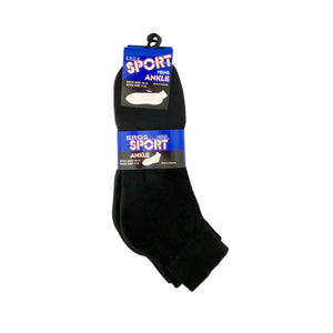 Eros Sport Men's Ankle Socks - Black - 3 pairs