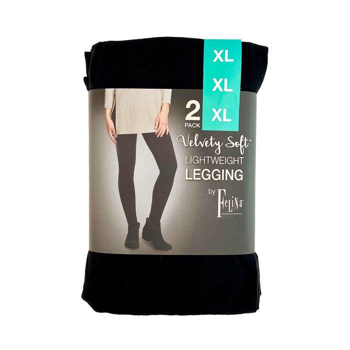Felina Velvety Soft Lightweight Leggings 2 Pack - XL