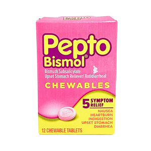 Pepto Bismol Chewables 5 Symptom Relief 12 tablets