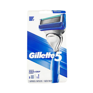 Gillette 5 Aqua-Grip Handle 2 Cartridge 1 Razor