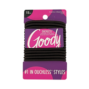 One unit of Goody Ouchless Elastics Hair Ties 15 ct - Dark Brown