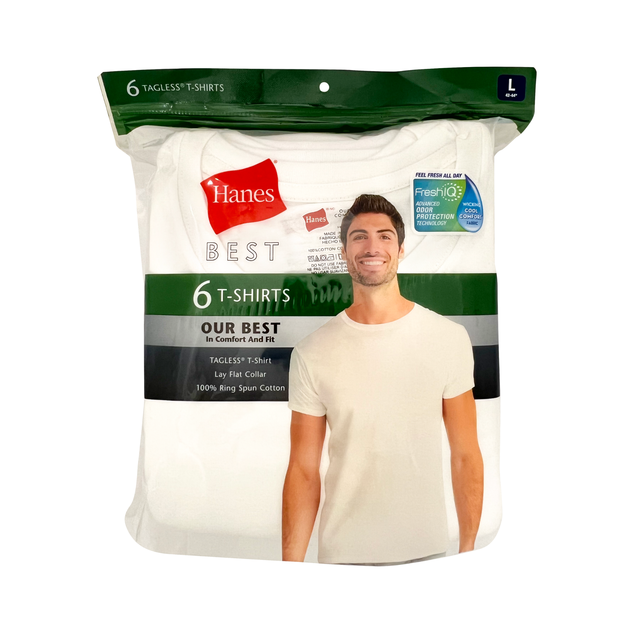 Hanes White V Neck Shirt 6pc - Medium
