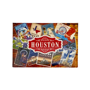 Houston Stamp Collage Flat Magnet