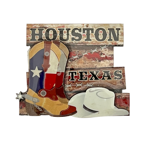One unit of Houston Texas Cowboy Boots and Hat 3D Magnet