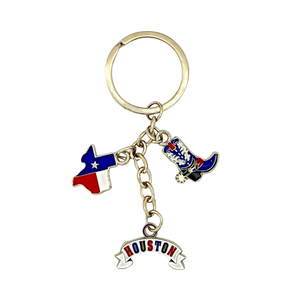 One unit of Houston Texas Map Boot Keychain