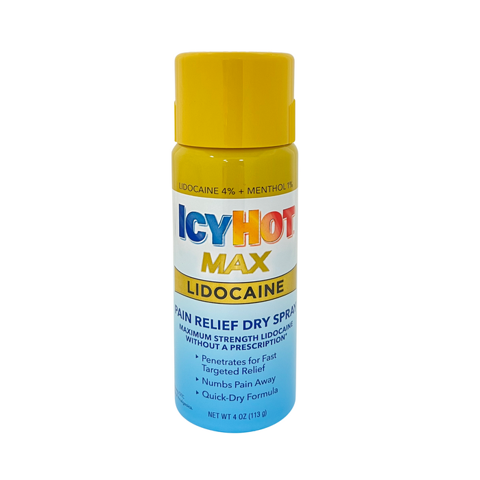 Icy Hot Max Lidocaine Pain Relief Dry Spray 4 oz