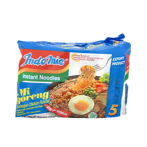 One unit of Indomie Mi Goreng Noodles Barbeque Chicken Flavor 5 pack x 3 oz