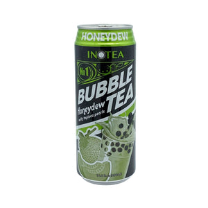 Can of Inotea Bubble Milk Tea - Honeydew with Tapioca Pearls 16.6 oz