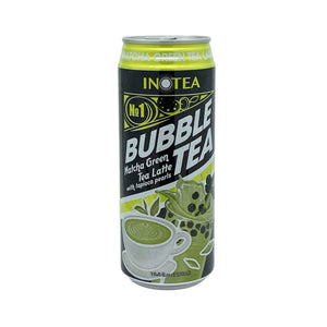 Can of Inotea Bubble Milk Tea - Matcha Green Tea Latte with Tapioca Pearls 16.6 oz
