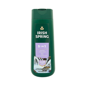 One unit of Irish Spring 5 in 1 Body, Face Wash, Shampoo, Conditioner 20 fl oz