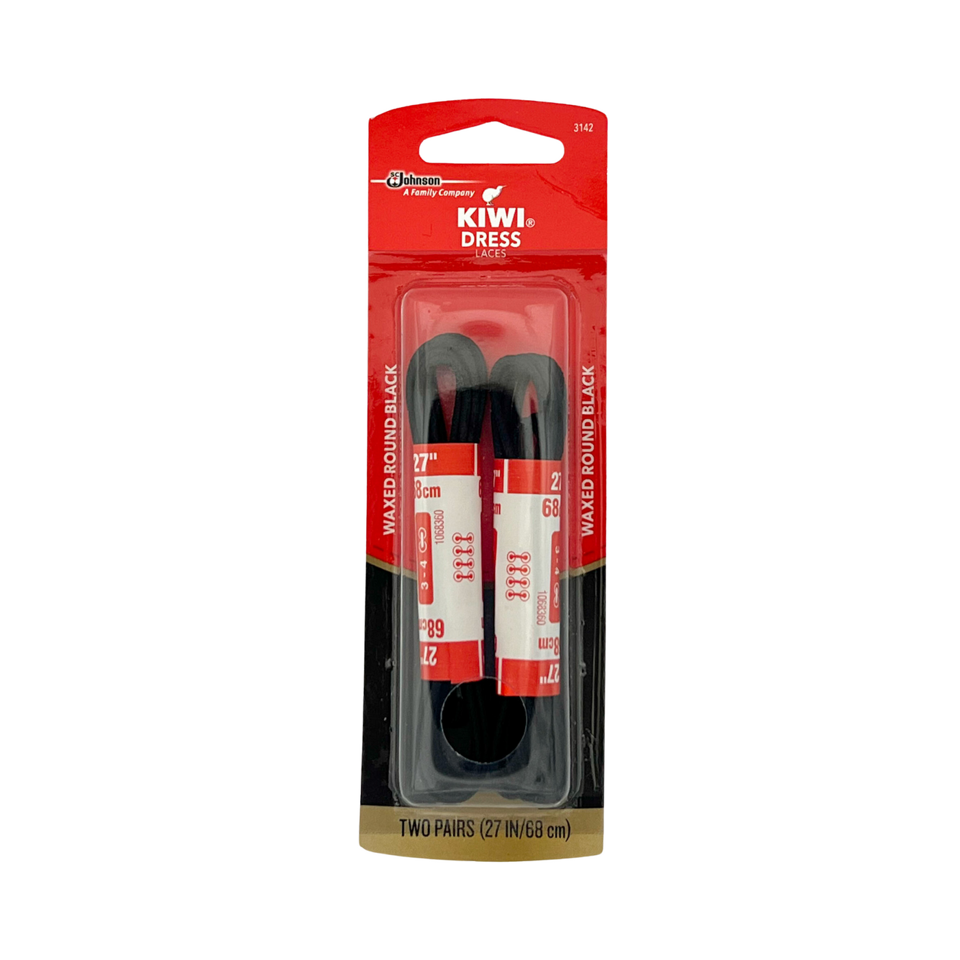 Kiwi Dress 27 inch Shoe Laces 2 Pair - Waxed Round Black Kiwi Dress 27 inch Shoe Laces 2 Pair - Waxed Round Black