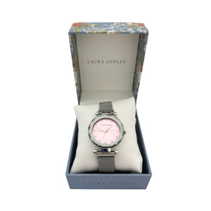 One unit of Laura Ashley Mesh Watch with Magnetic Closure - Pink