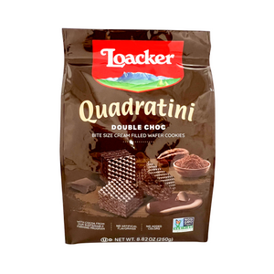 One unit of Loacker Quadratini Double Chocolate Wafer Cookies 8.82 oz