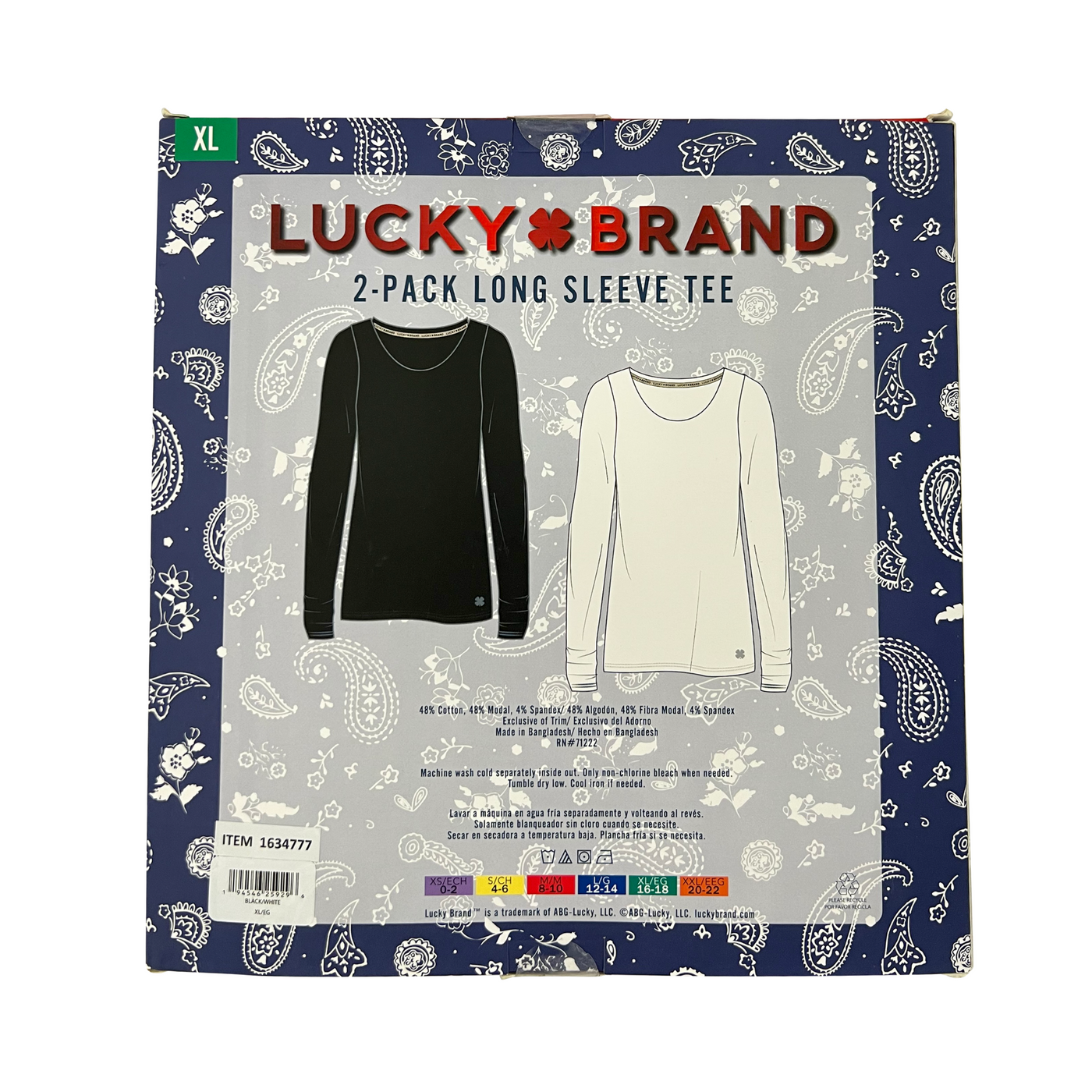 Lucky Brand Ladies Long Sleeve Tee, 2-pack 1634777