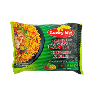 Lucky Me Pancit Canton Chow Mein Noodles Chilimansi 2.12 oz in Package