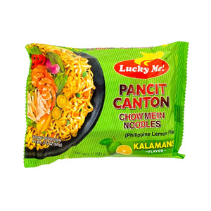 Lucky Me Pancit Canton Chow Mein Noodles Kalamansi 2.12 oz in package