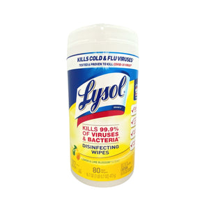 Lysol Disinfecting Wipes Lemon and Lime Blossom Scent 80 Wet Wipes