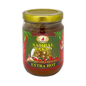 Bottle of Megah Sari Sambal Bakso Extra Hot Meatball Hot Chili Sauce 9 oz