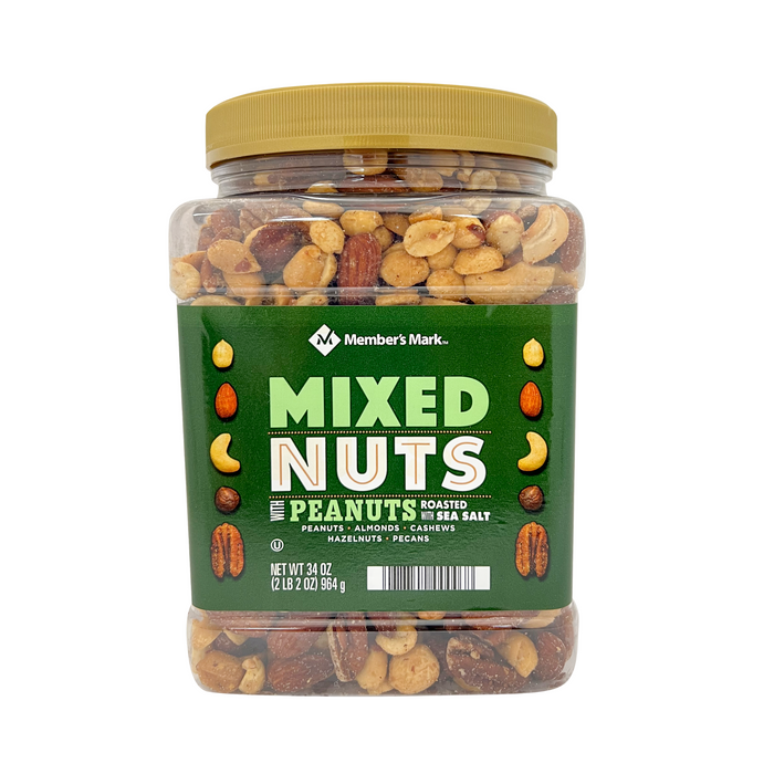 Member's Mark Mixed Nuts with Peanuts Roasted with Sea Salt 34 oz