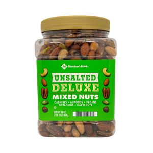 One unit of Member's Mark Unsalted Deluxe Mixed Nuts 34 oz