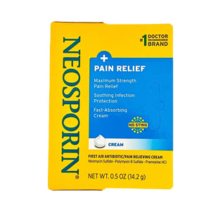 Neosporin First Aid Antibiotic Pain Relieving Cream 0.5 oz in box