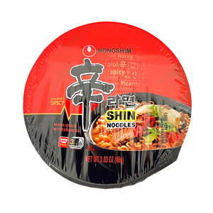 One unit of Nongshim Gourmet Spicy Shin Bowl Noodle Soup 3.03 oz