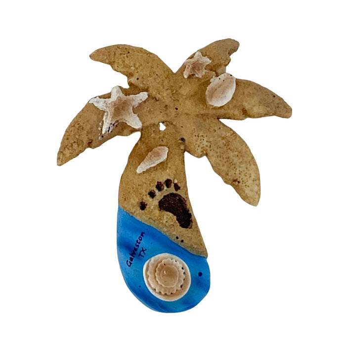 Palm Tree - Shell - Galveston TX - Blue Wave Magnet