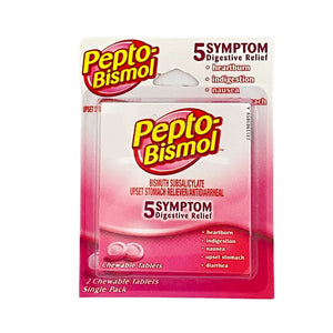Pack of Pepto Bismol 5 Symptom Digestive Relief 2 Chewable Tablets