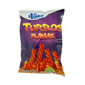 Bag of Sabritas Turbos Flamas Corn Snacks 4 oz