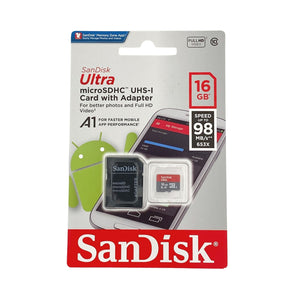 SanDisk MicroSDHC UHS-I Card w/ Adapter 16GB