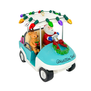 One unit of Santa In Golf Cart Galveston Texas Resin Ornament
