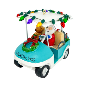 One unit of Santa In Golf Cart Galveston Texas Resin Ornament