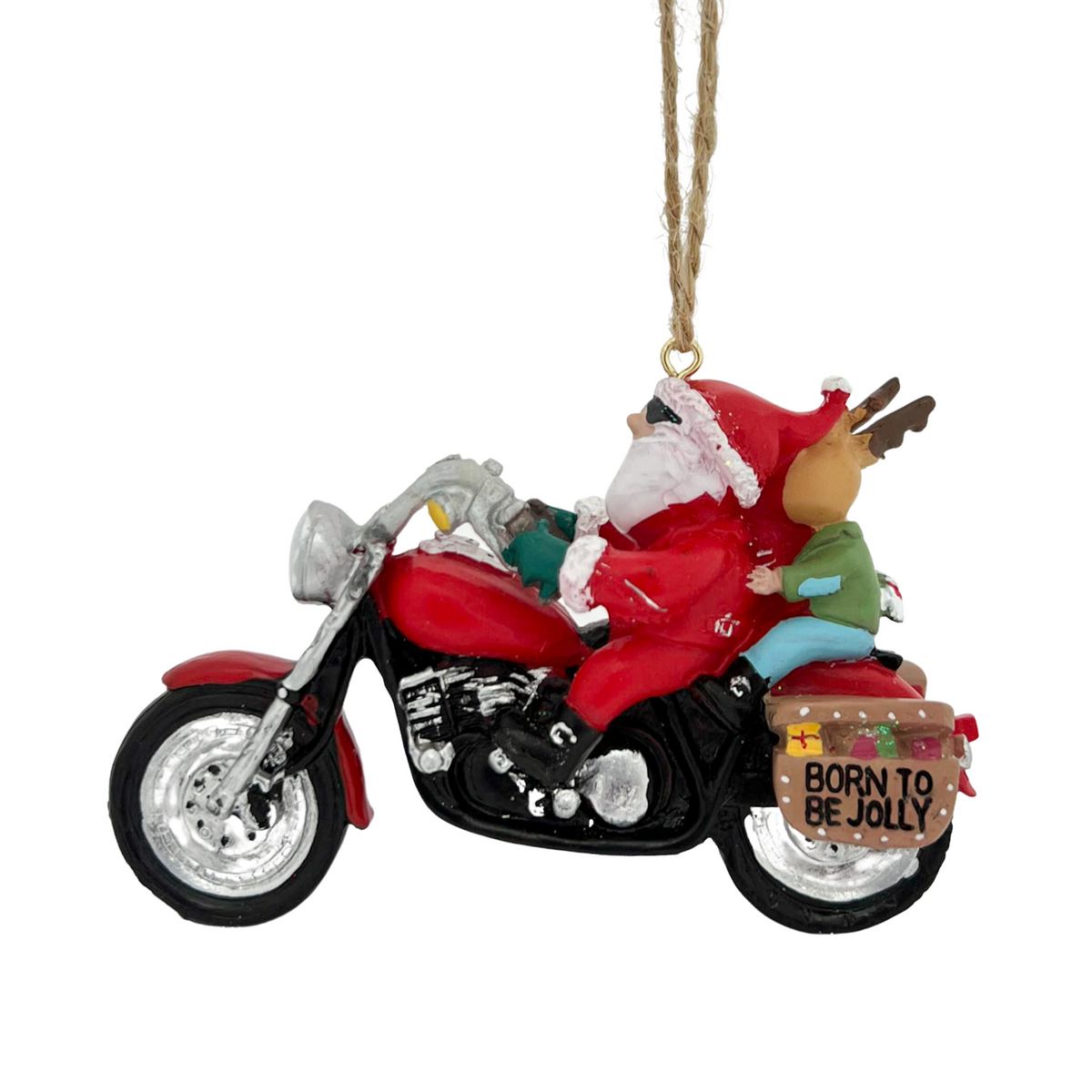 Santa on a Motorcycle - Galveston Texas - Resin Christmas Ornament