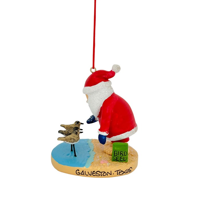 Santa with Sandpipers Galveston Texas Resin Ornament