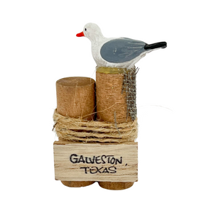 One unit of Seagull On Pilings- Galveston - Handcrafted Magnet