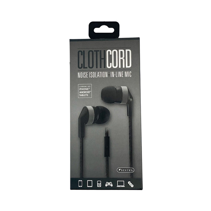 Sentry Cloth Cord Stereo Earbuds