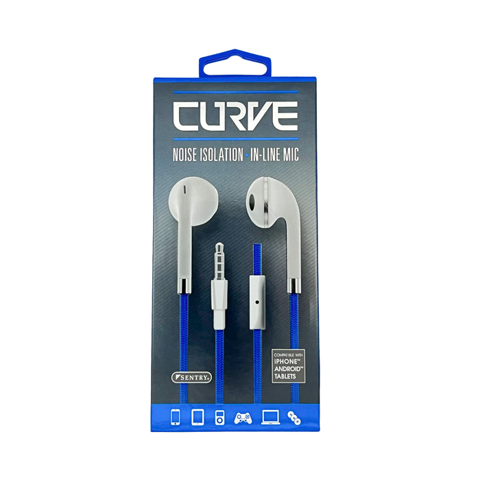 Sentry Curve Cloth Cord Studio Earbuds with Mic