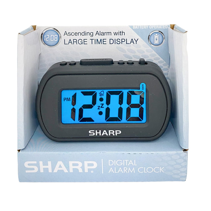 Sharp Digital Alarm Clock Large Time Display - Black
