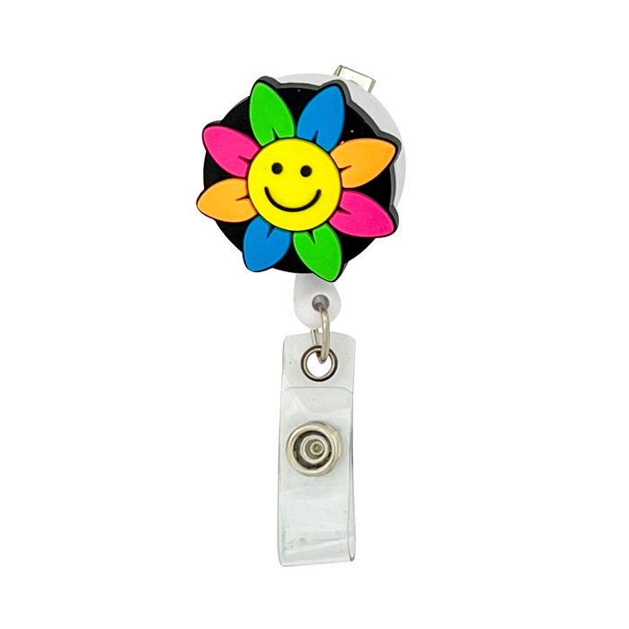 Smiley Flower Retractable Badge Holder