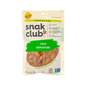 Snak Club Raw Almonds 4 oz in package