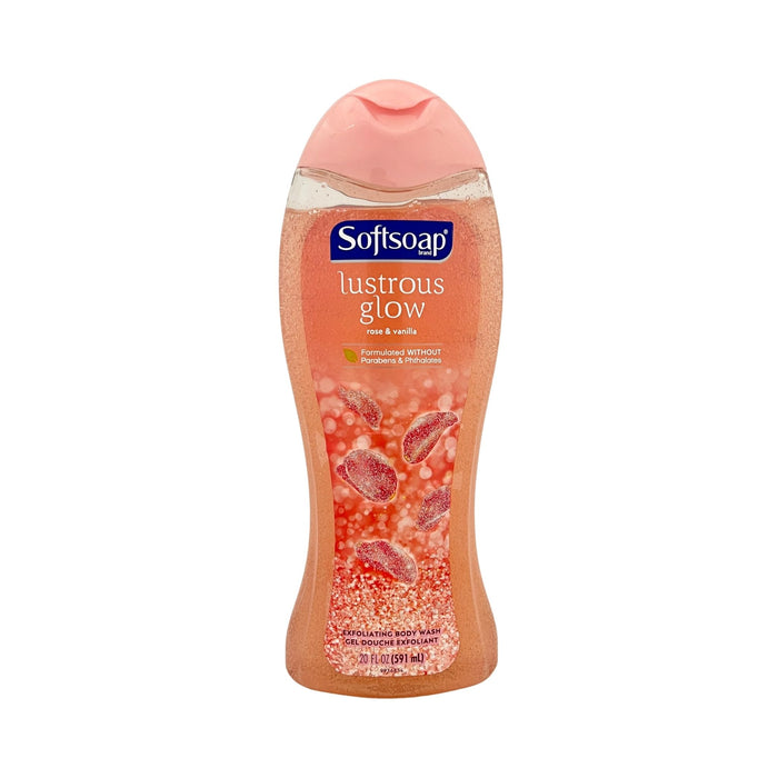 Softsoap Lustrous Glow Rose & Vanilla Exfoliating Body Wash 20 oz