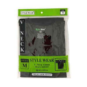 Style Wear Black V Neck Shirt - Medium - in package