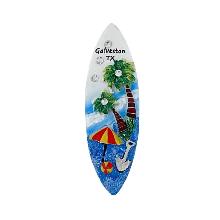 Surfboard - Umbrella - Galveston TX - Blue Sand Magnet
