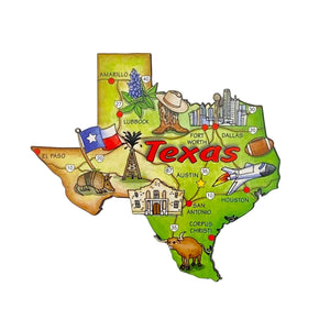 Texas Artwood Map Magnet