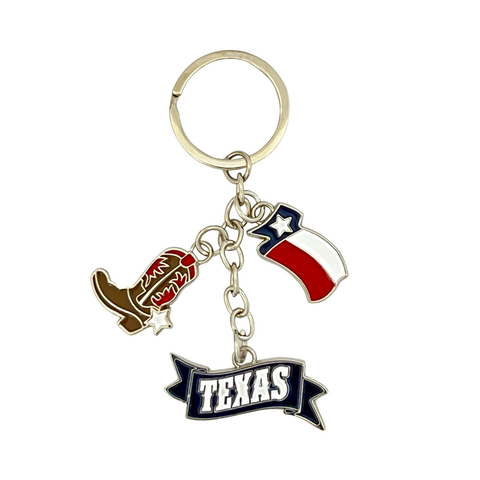 Texas Boot Flag Charm Keychain