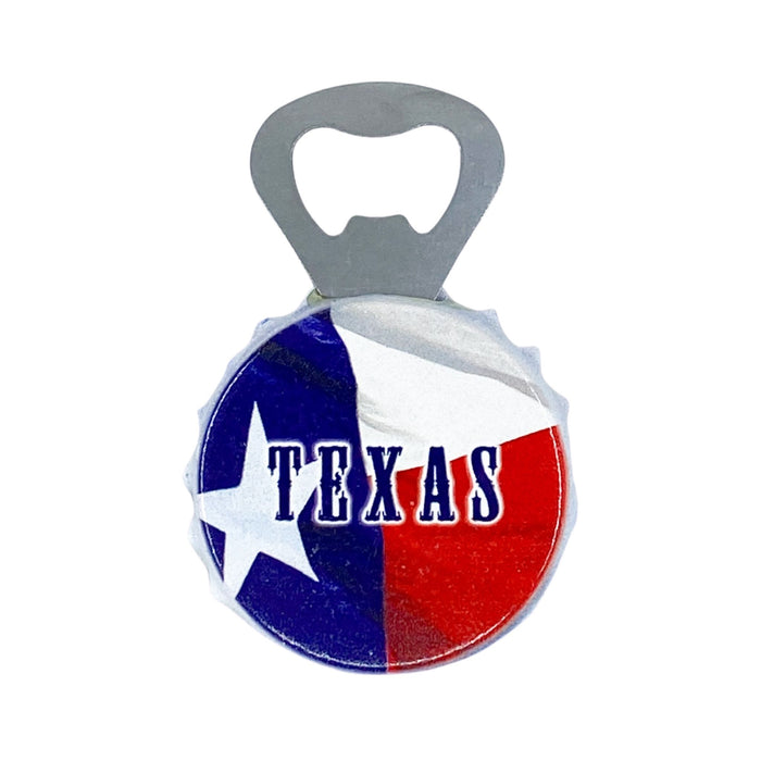 Texas Flag Bottle Cap Magnet with Opener