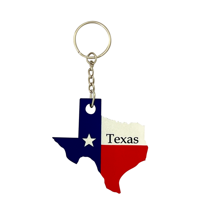 Texas Flag Map Keychain