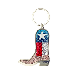 One unit of Texas Flag Snakeskin Design Boot Keychain