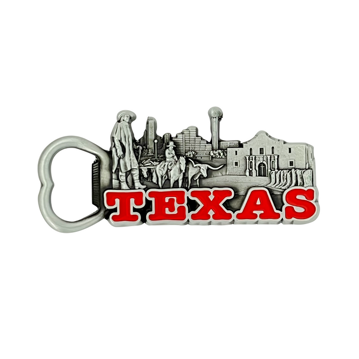 Texas Icons Metal Magnet with Bottle Opener